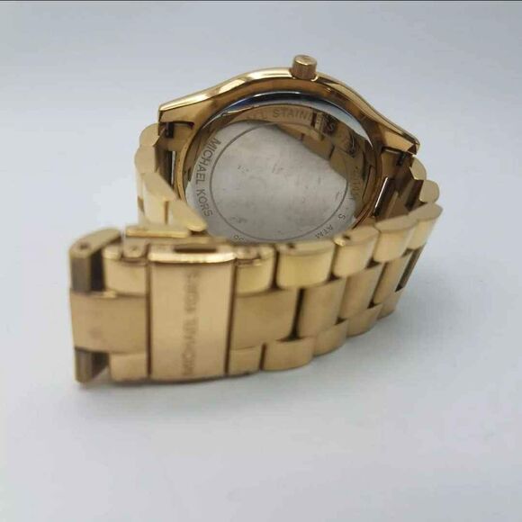 Michael Kors MK Designer Watch MK-3265 Goldtone with Blue Background - Picture 3 of 4